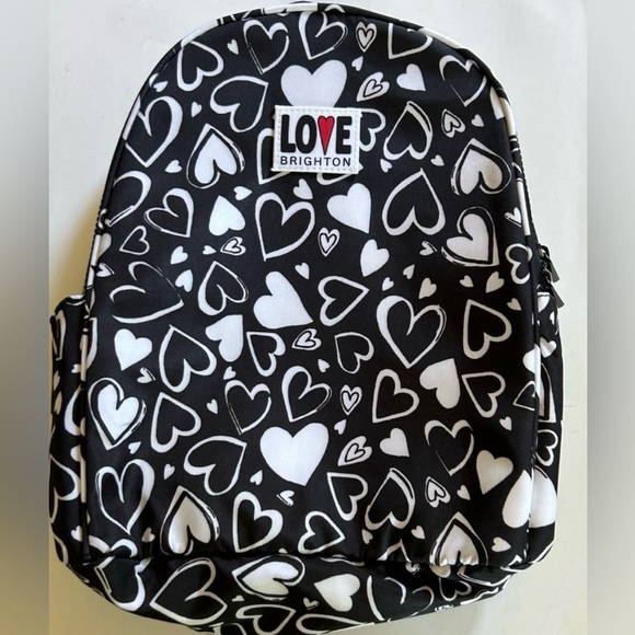 Brighton Black and White Heart Backpack New without tags. cute! Retails $150! - Picture 2 of 12